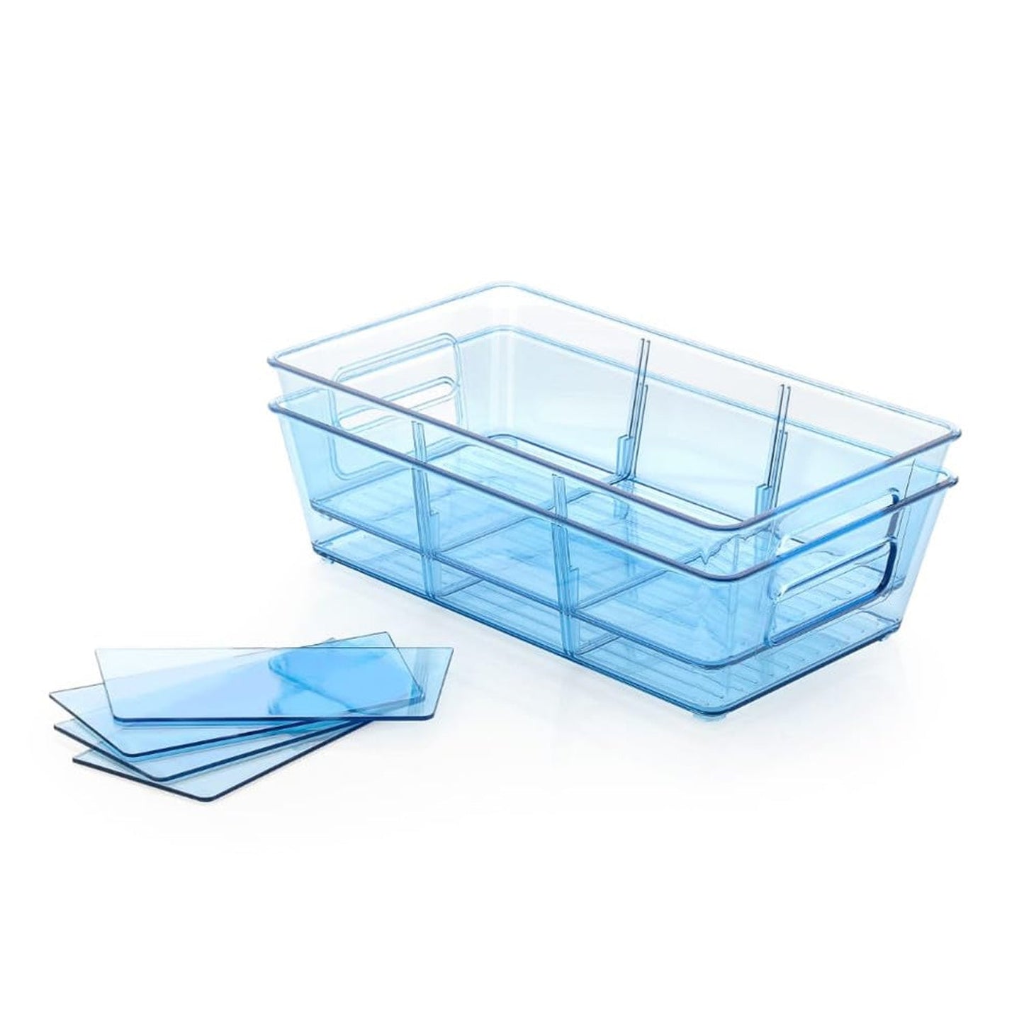 Plastic Refrigerator Organizer Bins, Set Of 2 Stackable Fridge Organizers with Handle, Clear Organizing Food Fruit Vegetables Pantry Storage Bins for Freezer kitchen Cabinet Organization and Storage (2 Pcs Set Mix Color) - Springkart 