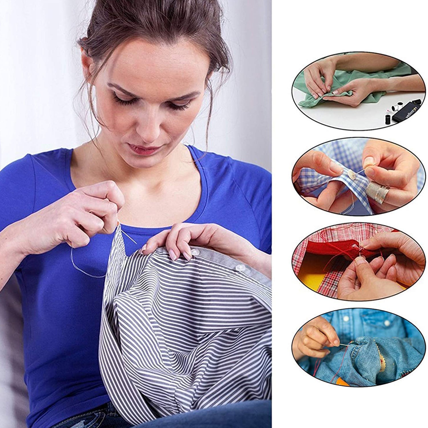 Handy 48-piece sewing set for household fabric repairs and DIY projects.