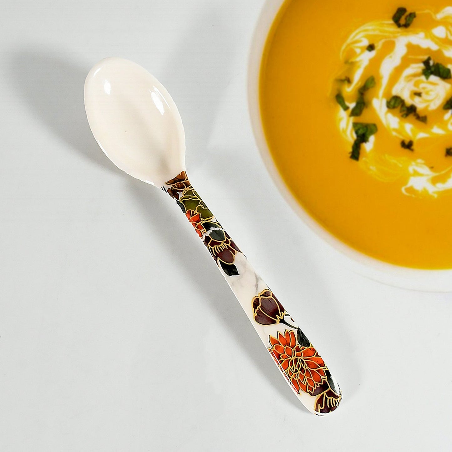 Dream High Quality plastic Dinning Dinner set with Unique Flower Design Printed, 6 pc Plates, 6 pc Bowls and 6 pc Serving Spoon, Lightweight Round Plates and Bowls, Microwave, and Dishwasher Safe (18 Pcs set) - Springkart 