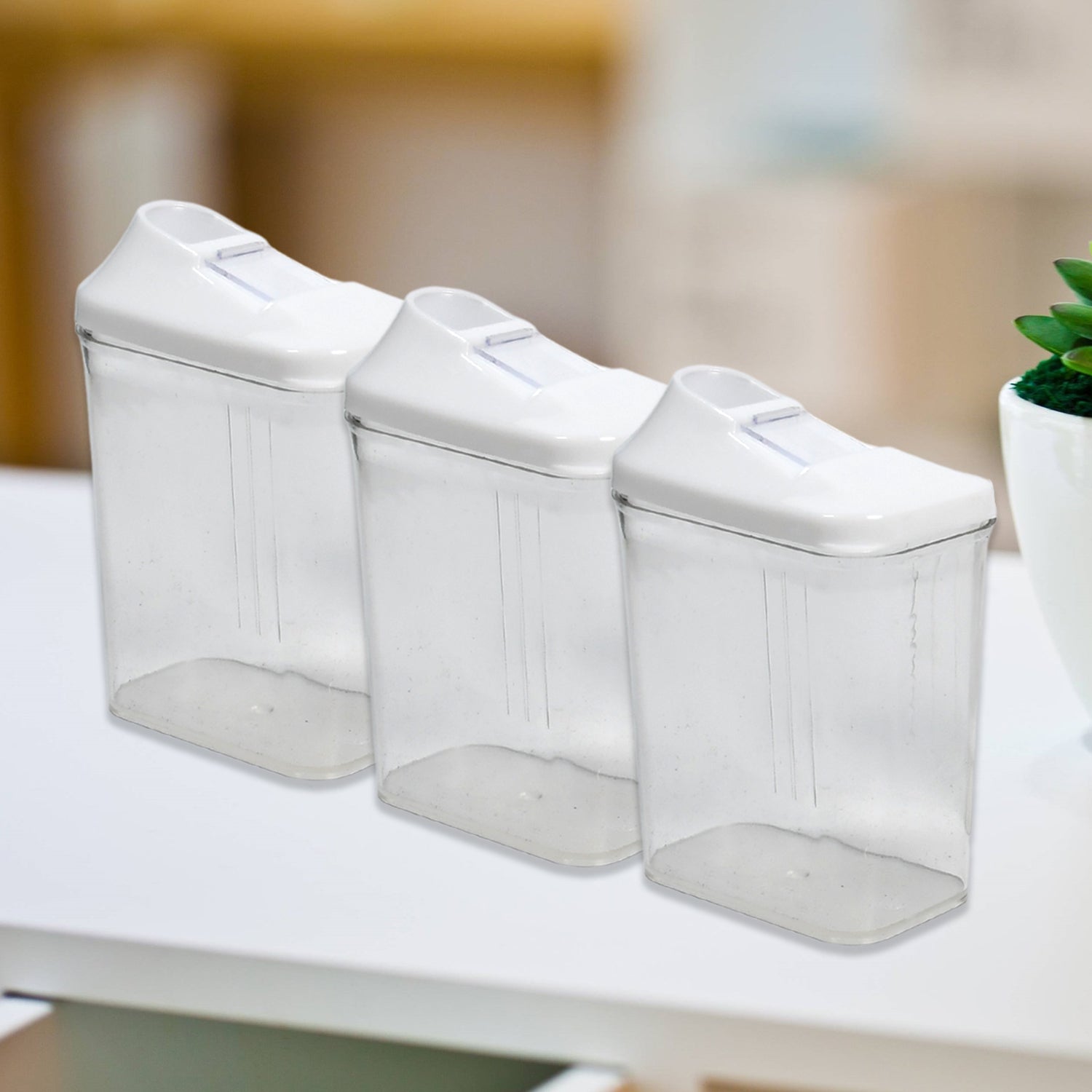 Kitchen Storage Jars & Container Set 3pc , Transparent Jar Set For home & Kitchen Use - Springkart 