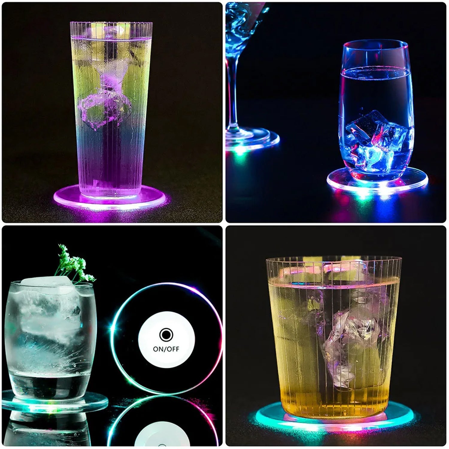 Colorful LED Cocktail Coaster, Round Ultra-Thin LED Drink Coaster (1 Pc) - Springkart 