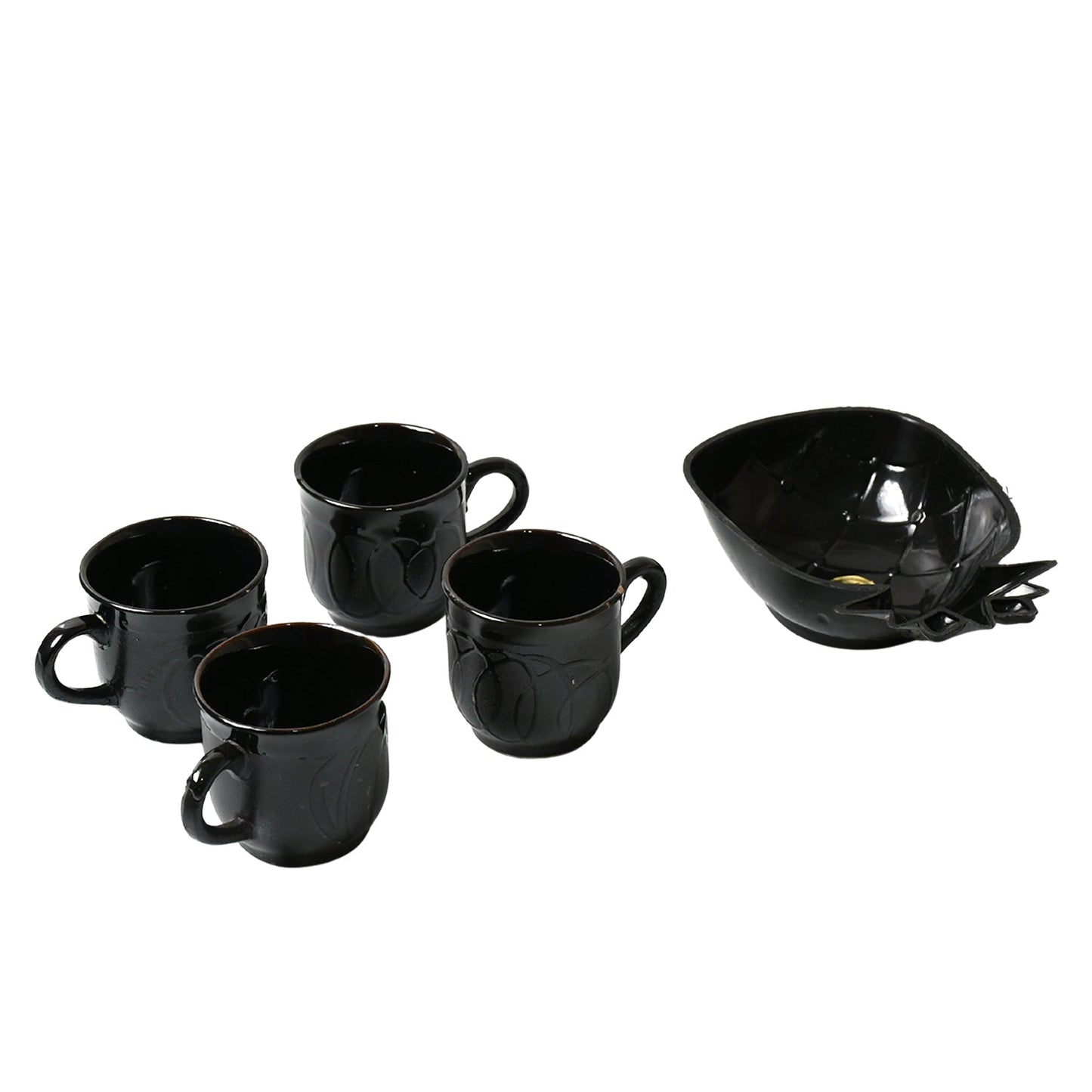 Pine Party Ceramic Tea / cups / Mug Set With Pineapple Shape Serving Bowl Milk Cup, Coffee Cup, Tea Cup, Breakfast Cup, Drinking Mug or Outdoor for Household, Gift for Birthday, Wedding Party (5 Pcs set) - Springkart 