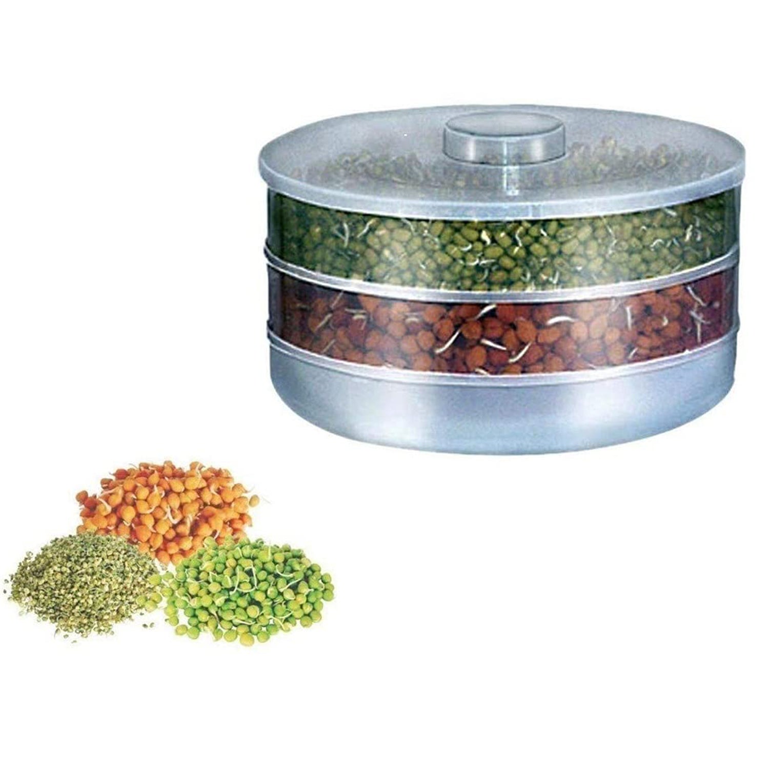 Miracle Plastic Healthy Hygienic Sprout Maker with 3 Compartments for Home, Kitchen (1 Pc) - Springkart 