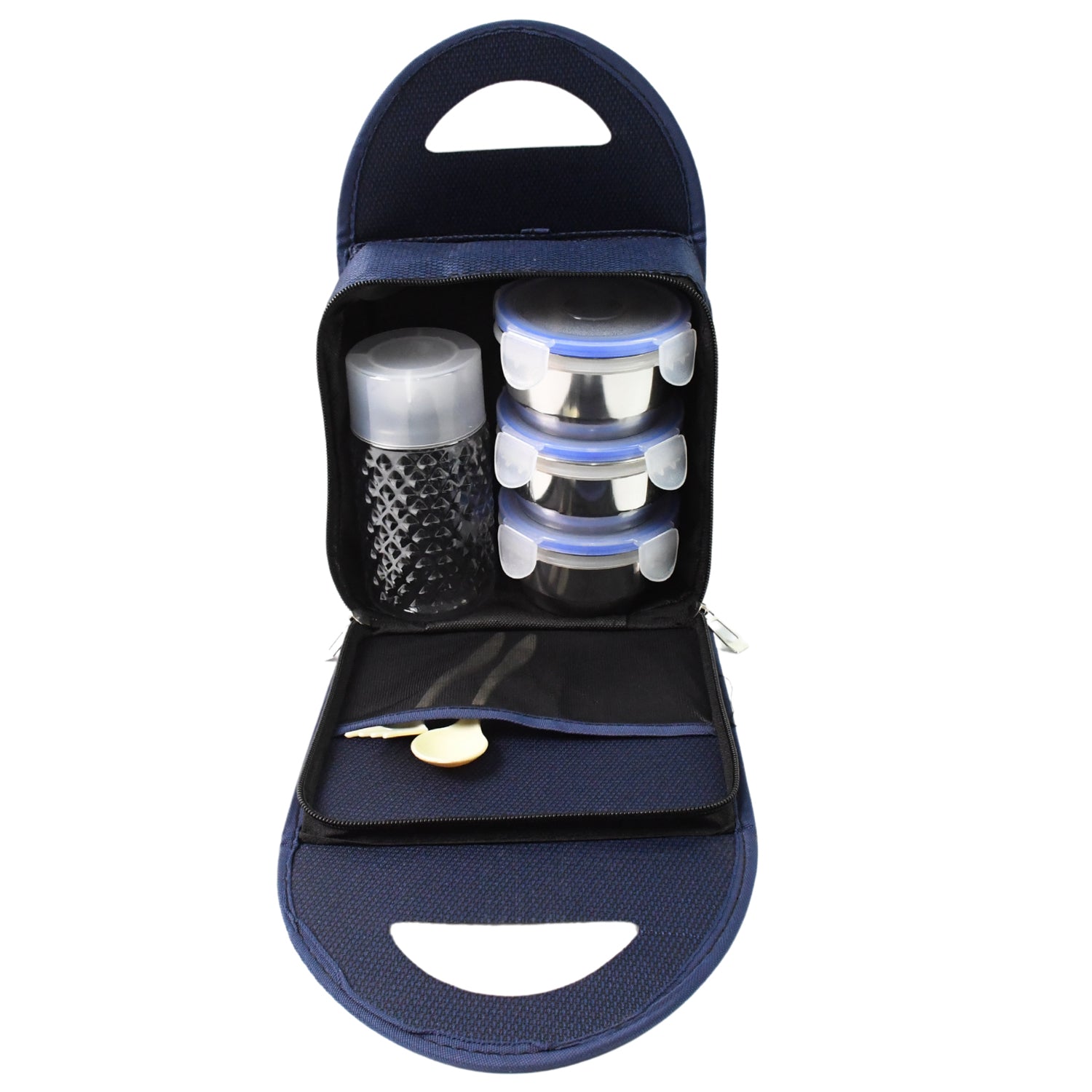 Compact Stainless Steel Airtight Lunch Box Set - 4 pcs (3 Leakproof Containers and 1 Bottle) - Springkart 