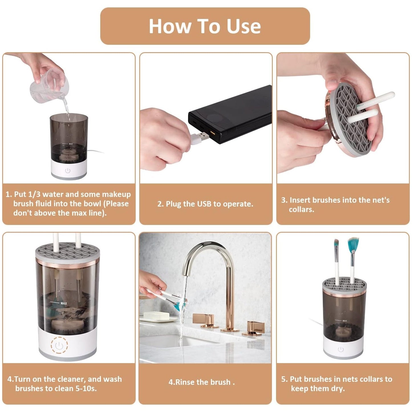 Automatic Makeup Brush Cleaner Fast Electric Brush Cleaner Hand Free Machine Super Clean Brush Washer & Brushes Organizer Tool (1 Pc) - Springkart 