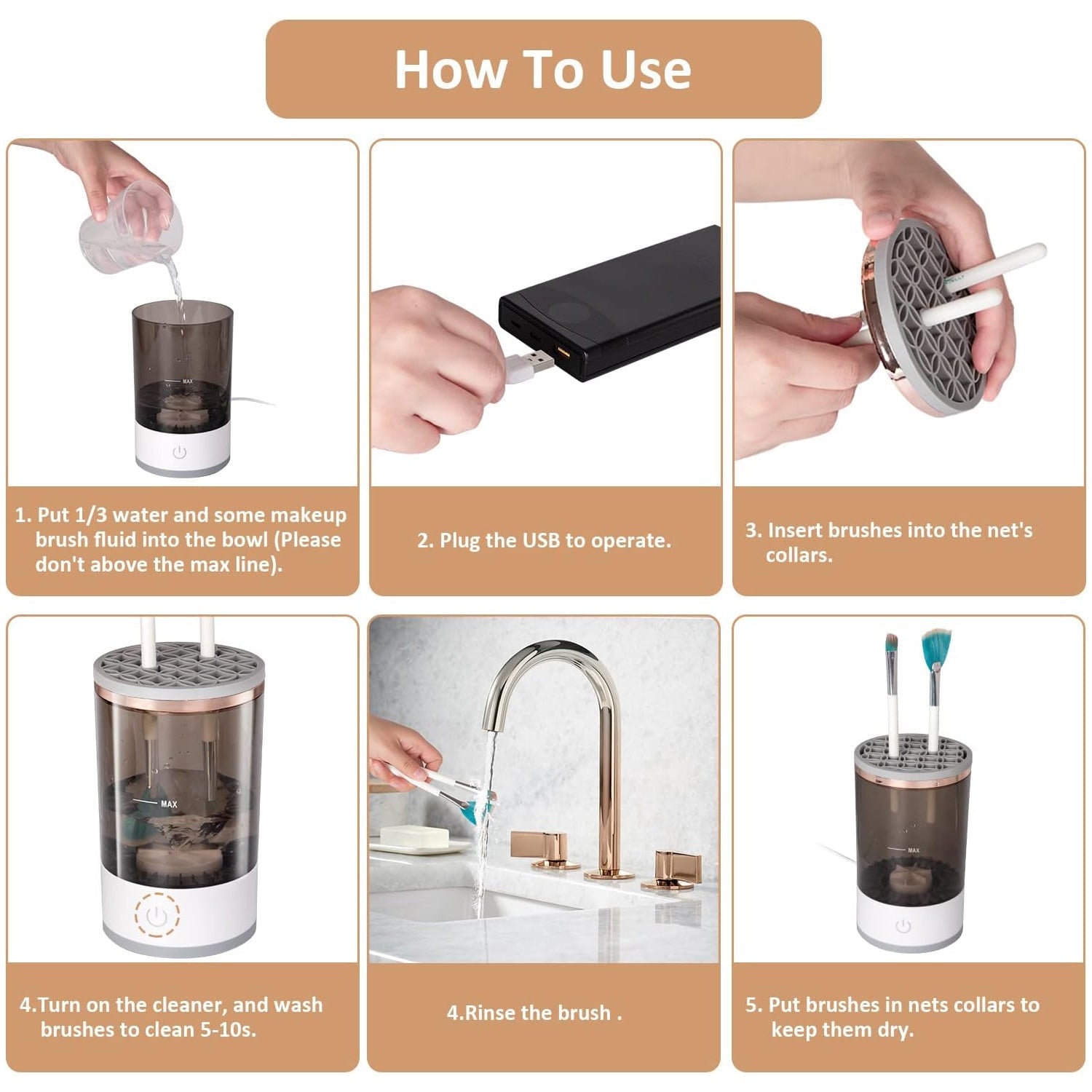Automatic Makeup Brush Cleaner Fast Electric Brush Cleaner Hand Free Machine Super Clean Brush Washer & Brushes Organizer Tool (1 Pc) - Springkart 