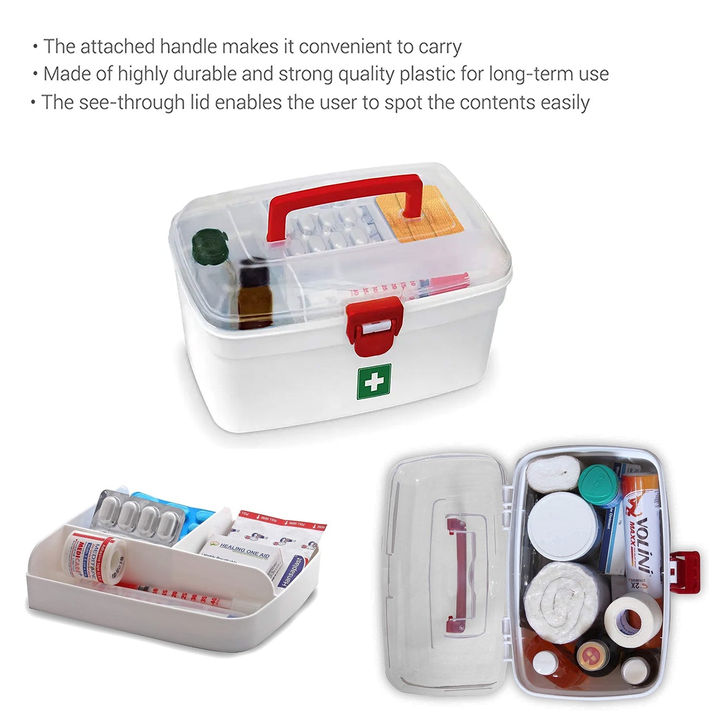 Medical Storage Box with Detachable Tray & Handle - Springkart 