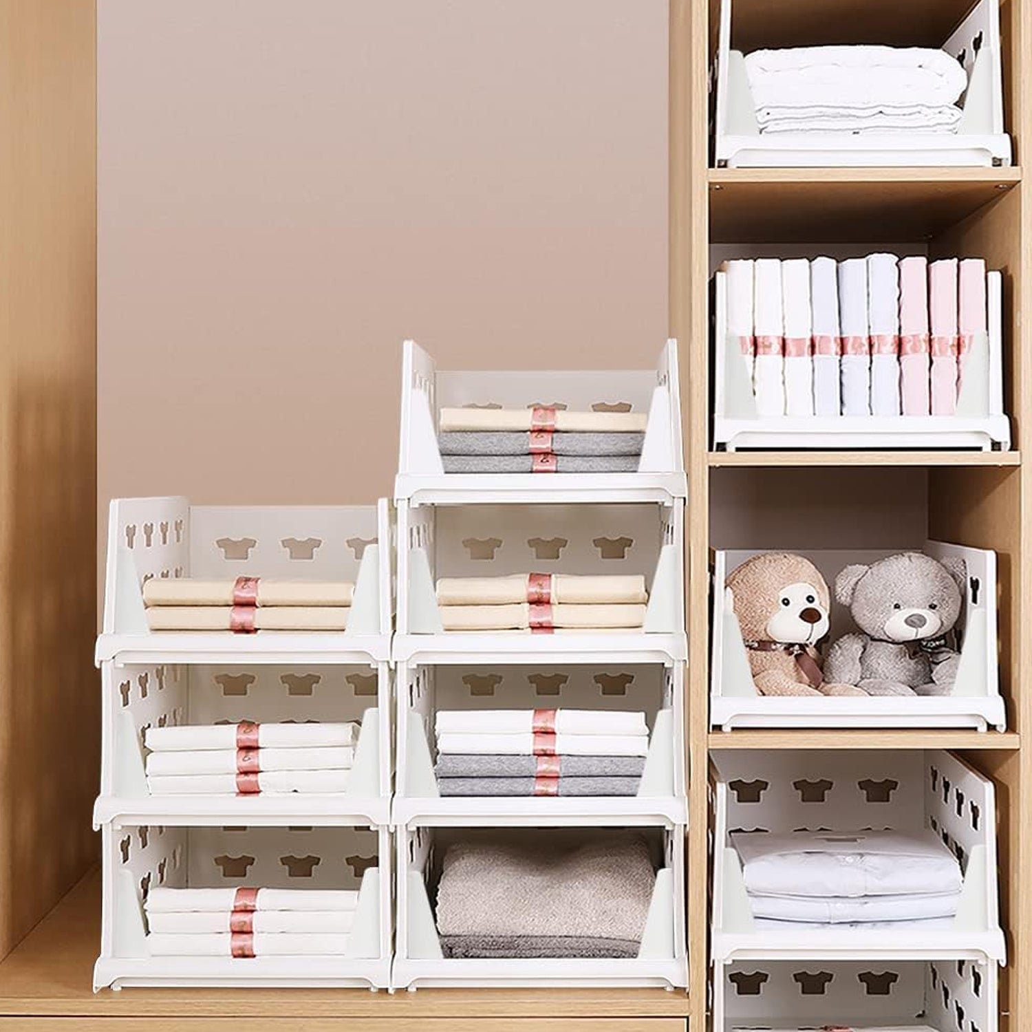 3 Layer Stackable Multifunctional Storage,for Clothes Foldable Drawer Shelf Basket Utility Cart Rack Storage Organizer Cart for Kitchen, Pantry Closet, Bedroom, Bathroom, Laundry(3 Layer 1 Pc) - Springkart 
