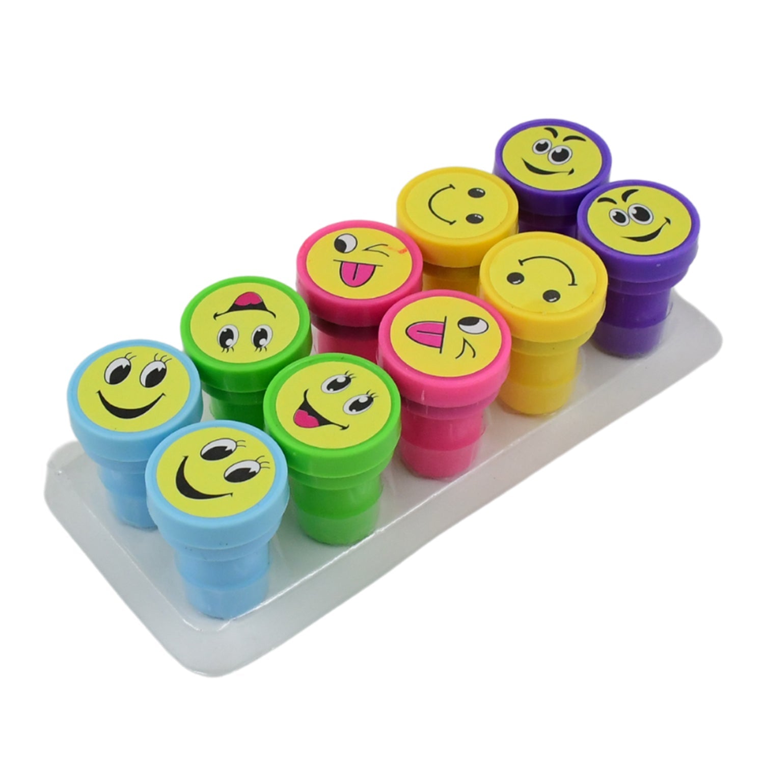 Emoticon Stamps 10 pieces in Round Shape Stamp (Multicolor / 10 Pc) - Springkart 