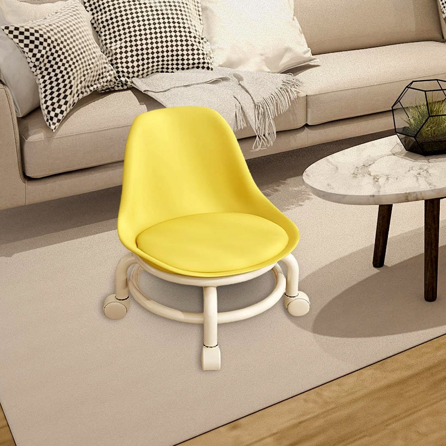 Low Round Rolling Stool with Wheels Pedicure Stool for Fitness Office Garage | Home & Garden | Furniture | Benches, Stools Multi-color (1 pc) - Springkart 
