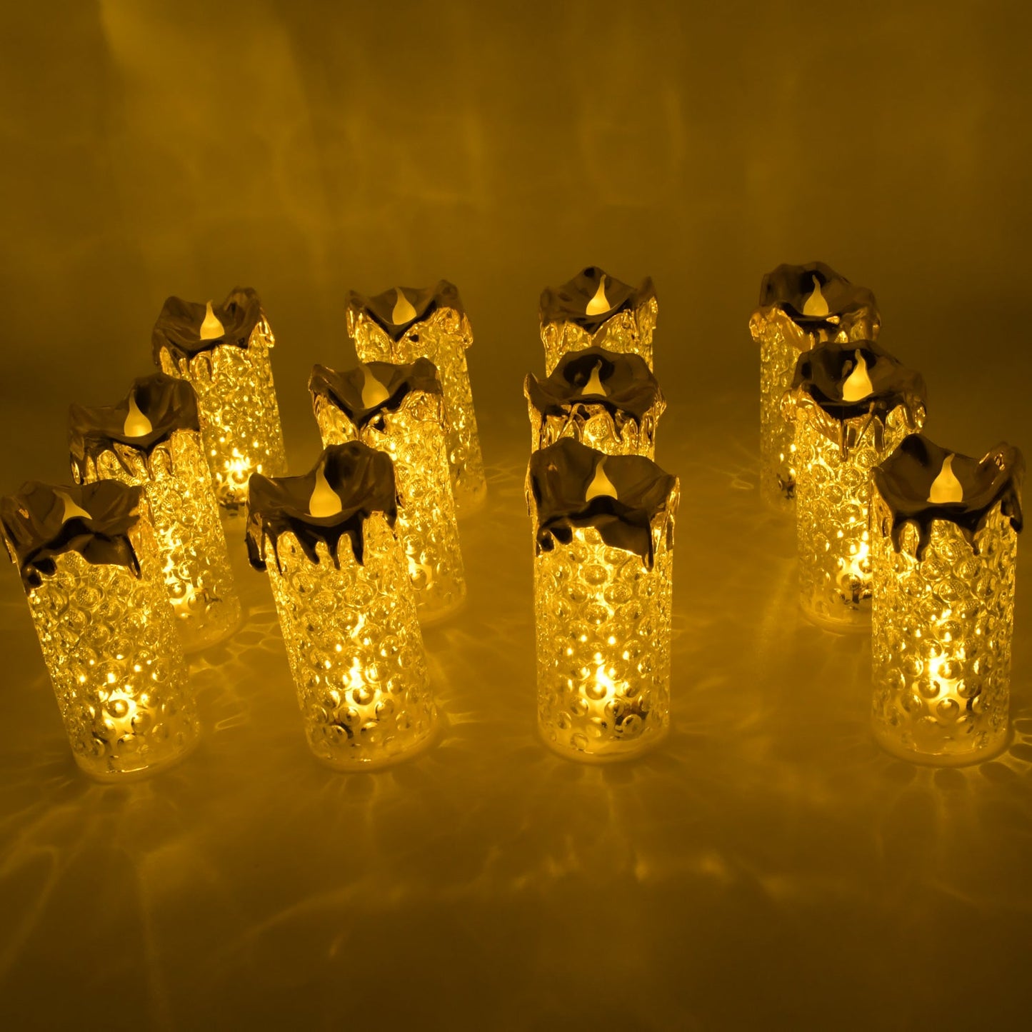 Gold Flameless Candles LED Light Flameless and Smokeless Decorative, Candles Led Tea Light Candle Perfect for Gifting, Home, Diwali,Wedding, Christmas, Crystal Candle Lights, Table Decorations (12 Pc MOQ) - Springkart 