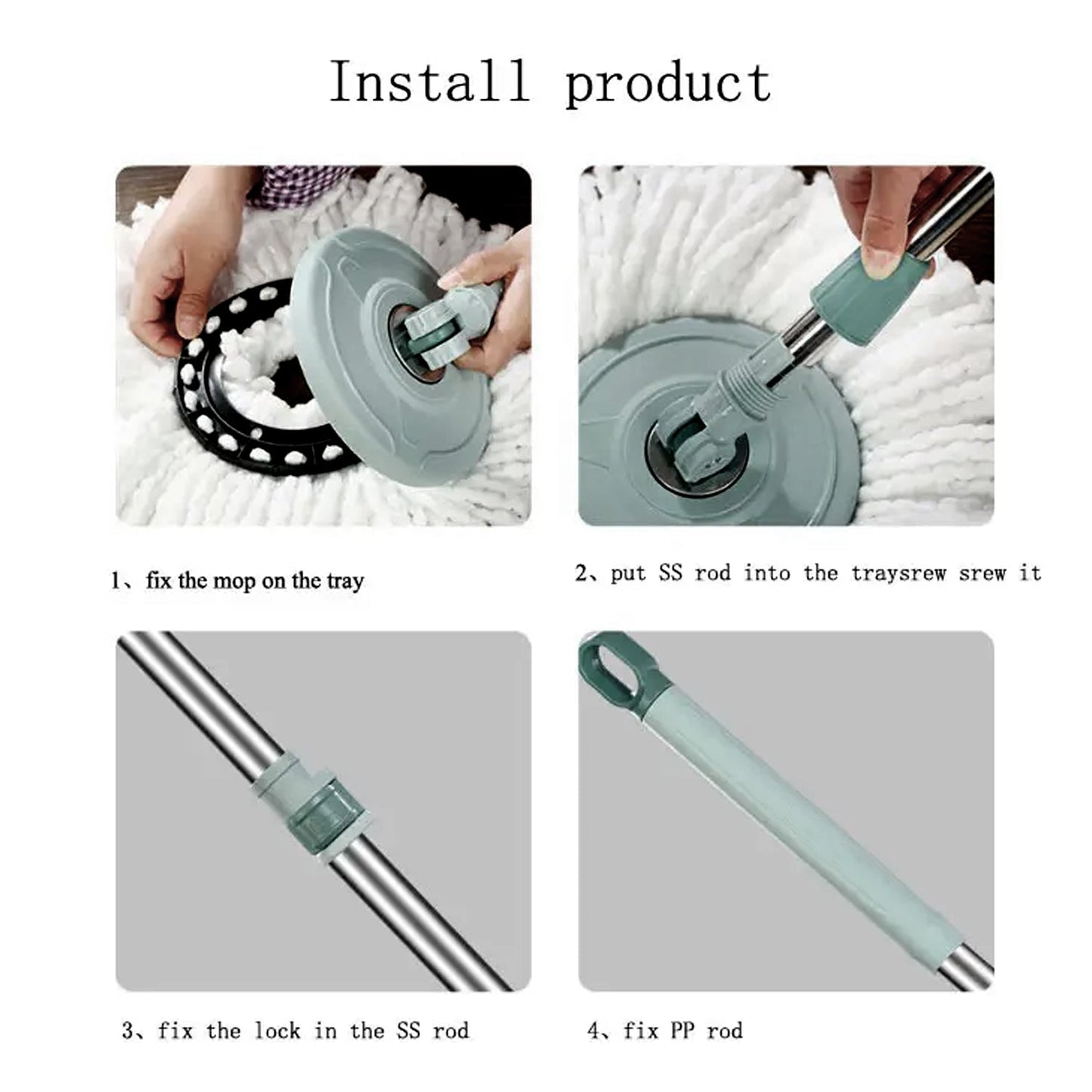 Quick Spin Mop With Steel Spin, Bucket Floor Cleaning, Easy Wheels & Big Bucket, Floor Cleaning Mop with Bucket - Springkart 