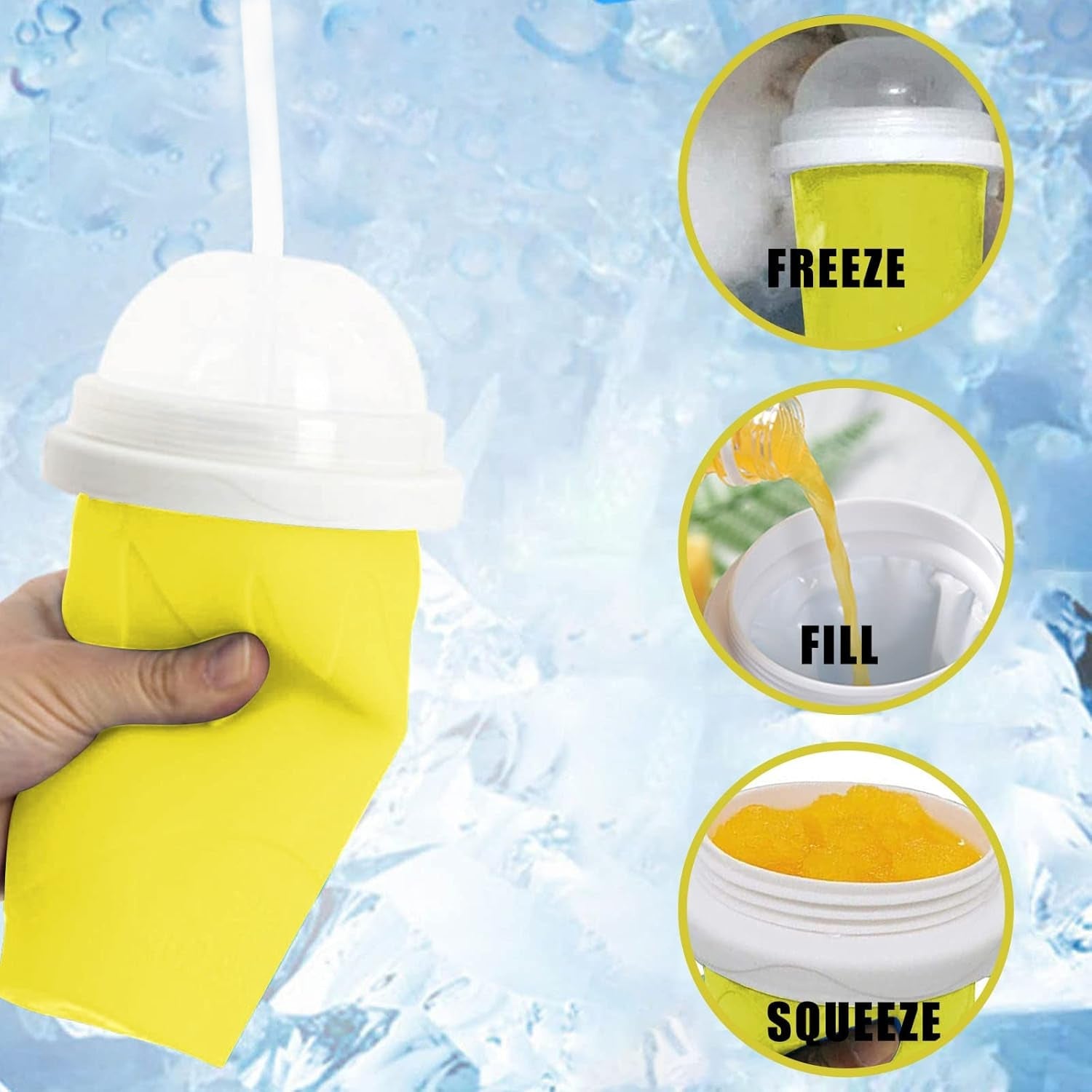 Smoothies Maker Cup, Magic Quick Frozen Smoothies Cup Cooling Cup Double Layer Squeeze Cup Slushy Maker (1 Pc) - Springkart 