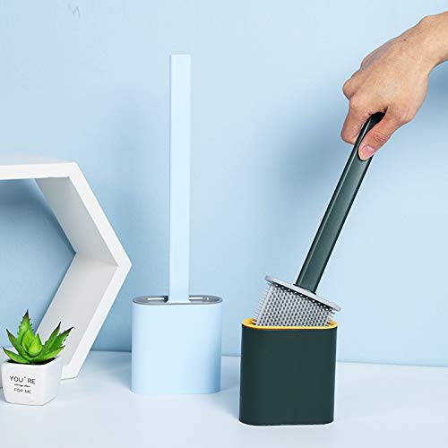 Silicone Toilet Brush with Holder Stand for Bathroom Cleaning - Springkart 