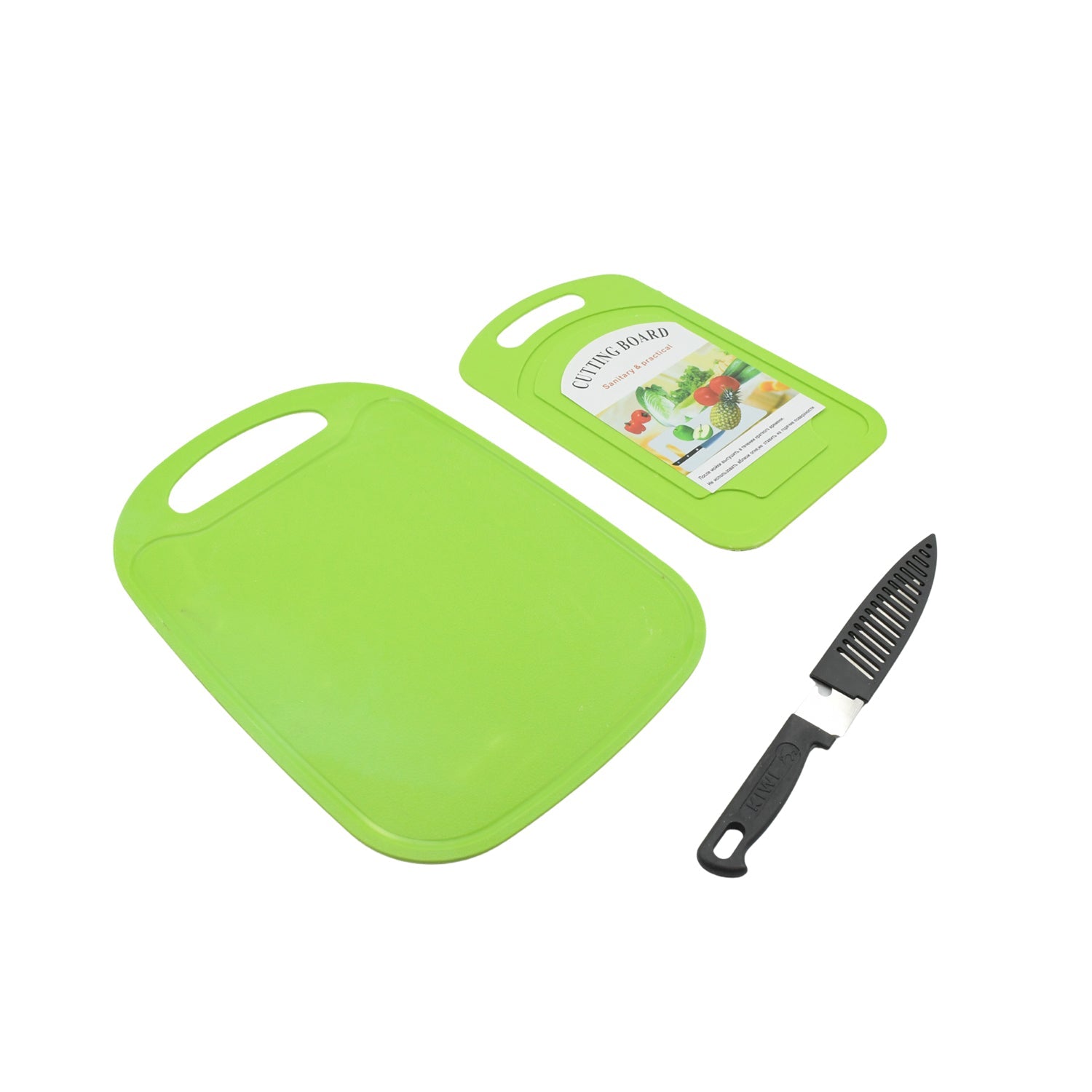 Kitchen chopping board and knife set with vibrant colors