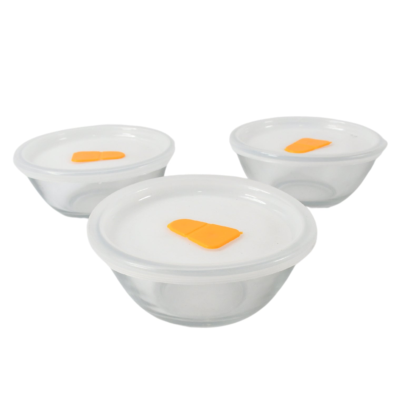 Bista Glass Serving & Mixing Bowls with Plastic Lid | Oven & Microwave Safe & Dishwasher Safe | Scratch Resistant | Transparent | For Household Gift For Birthday (3 Pcs set / 250 ML Approx) - Springkart 