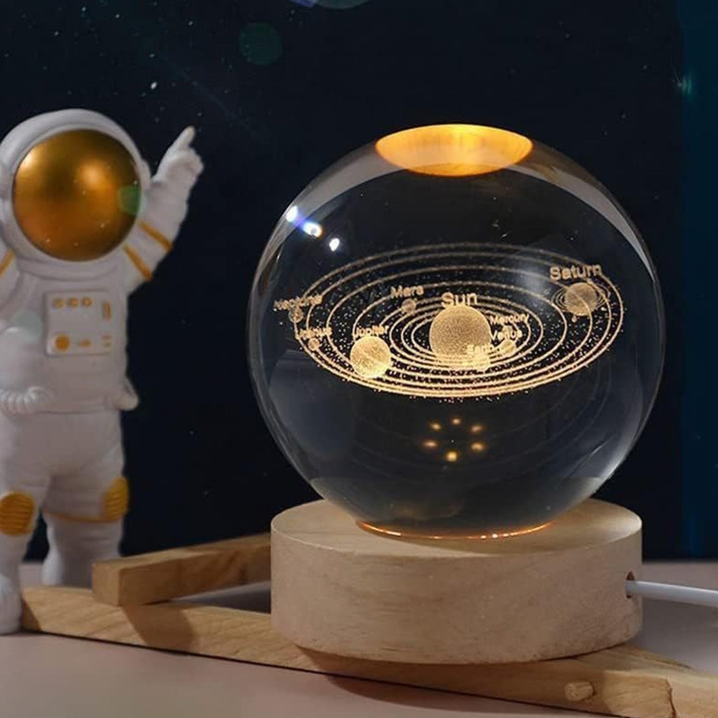 3D Astronomy Night Lamp Crystal Ball lamps With Base (1 Pc) - Springkart 