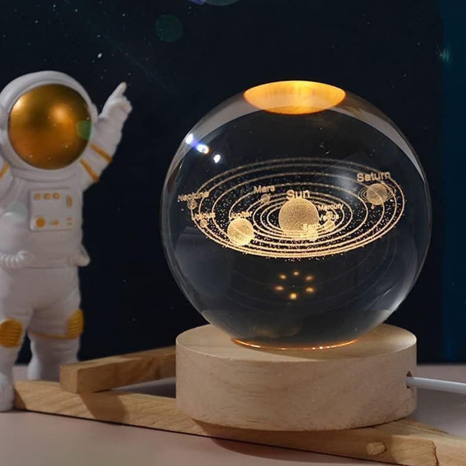 3D Astronomy Night Lamp Crystal Ball lamps With Base (1 Pc) - Springkart 