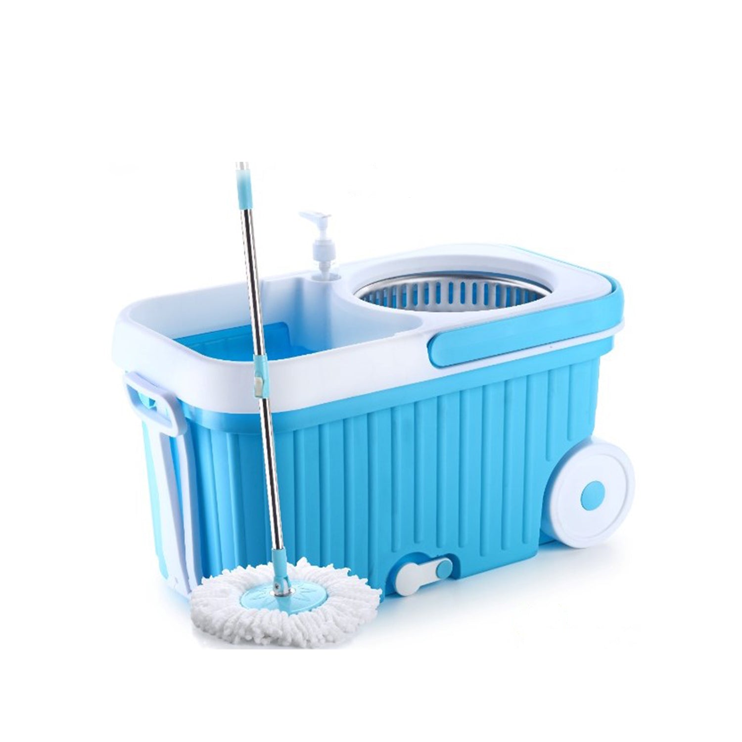 Spin Mop with Bigger Wheels and Plastic Auto Fold Handle for 360 Degree Cleaning - Springkart 