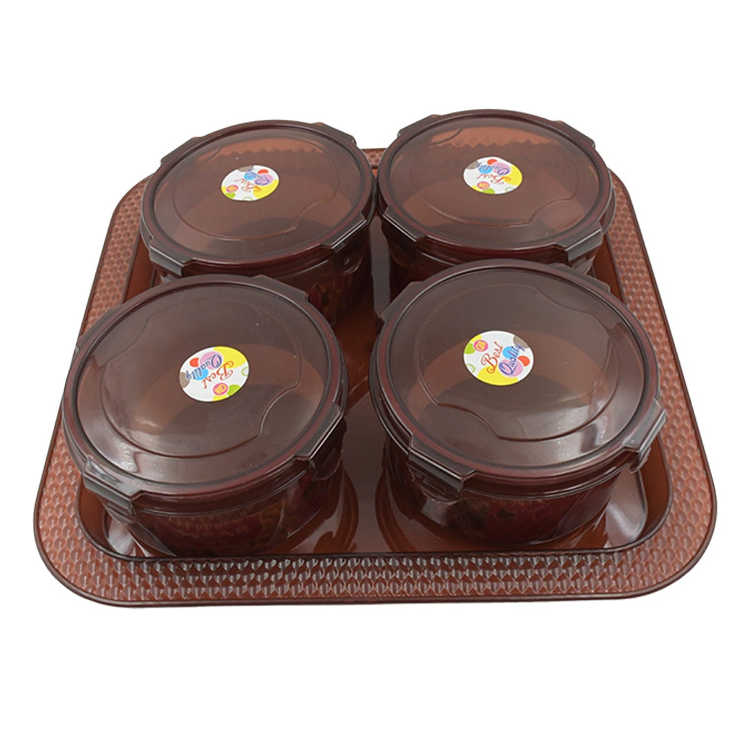 Elegance Tray, Plastic Airtight 4 Pieces Storage Container and 1 Piece Serving Tray with Lids - Springkart 
