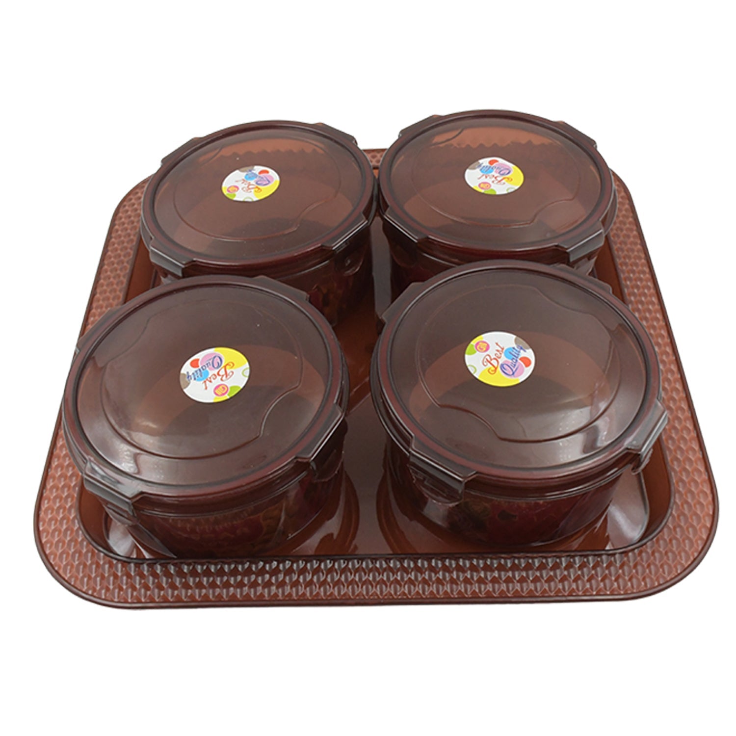 Elegance Tray, Plastic Airtight 4 Pieces Storage Container and 1 Piece Serving Tray with Lids - Springkart 