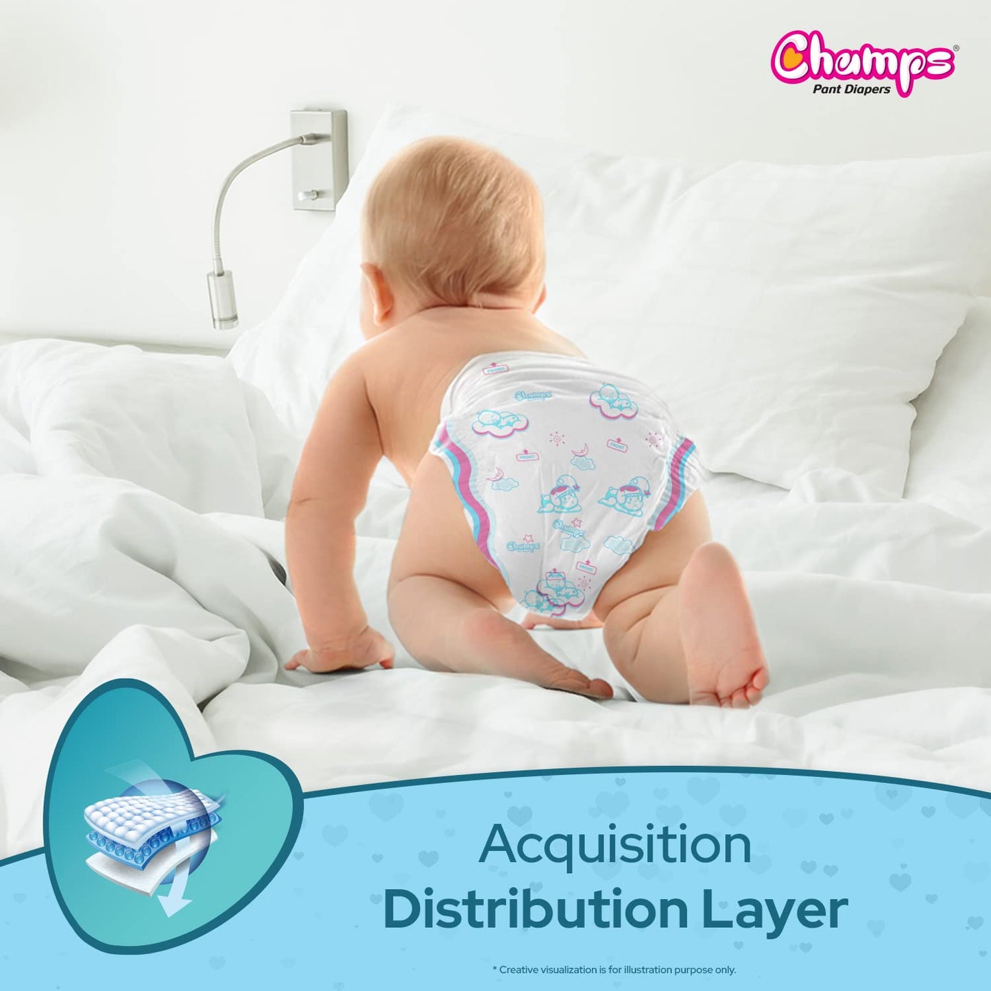 Champs Soft and Dry Baby Diaper Pants 74 Pcs (Medium Size M74) - Springkart 