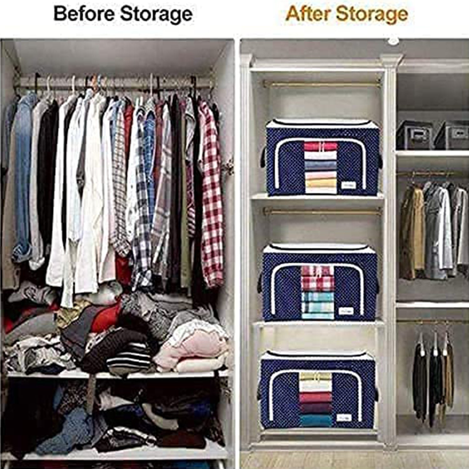 Foldable Steel Frame Clothes Living Storage Organizer Handled Bag - Springkart 