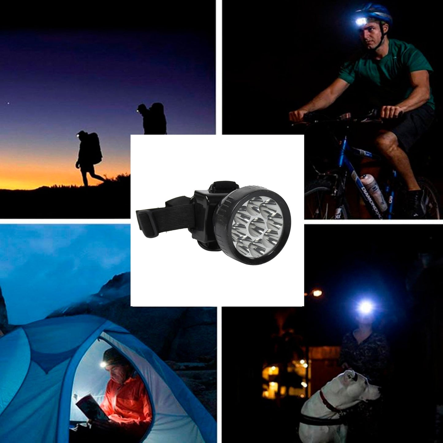 Head Lamp 9 Led Long Range Rechargeable Lamp Use For Farmers, Fishing - Springkart 