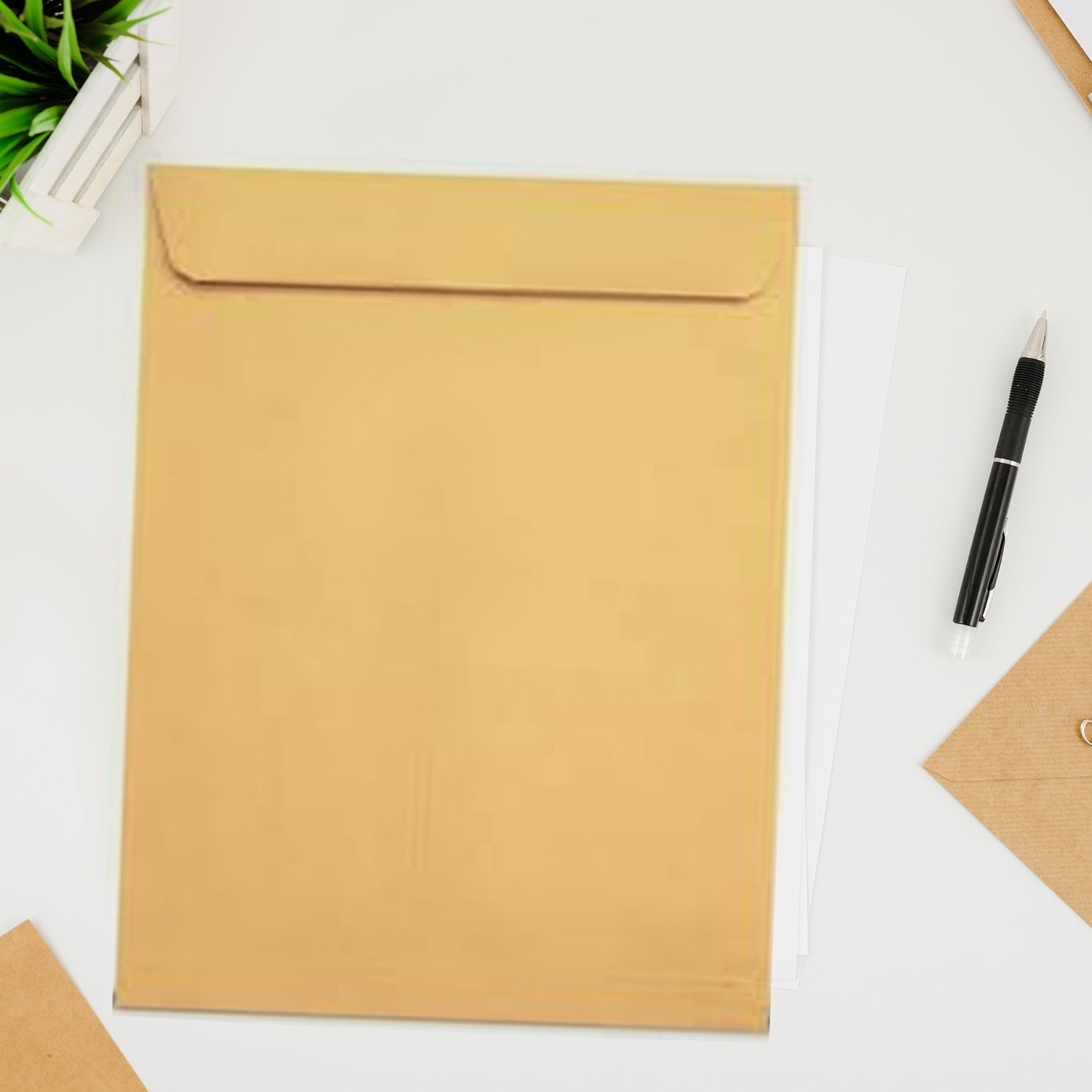 Kraft Envelopes, 16 x 14 Inch, Brown Envelopes, Envelopes, Card Envelopes, Kraft Paper Envelopes, Invitation Envelopes, Postcard Envelopes, Quick Self Seal, Stationery For General, Office (1 Pc ) - Springkart 