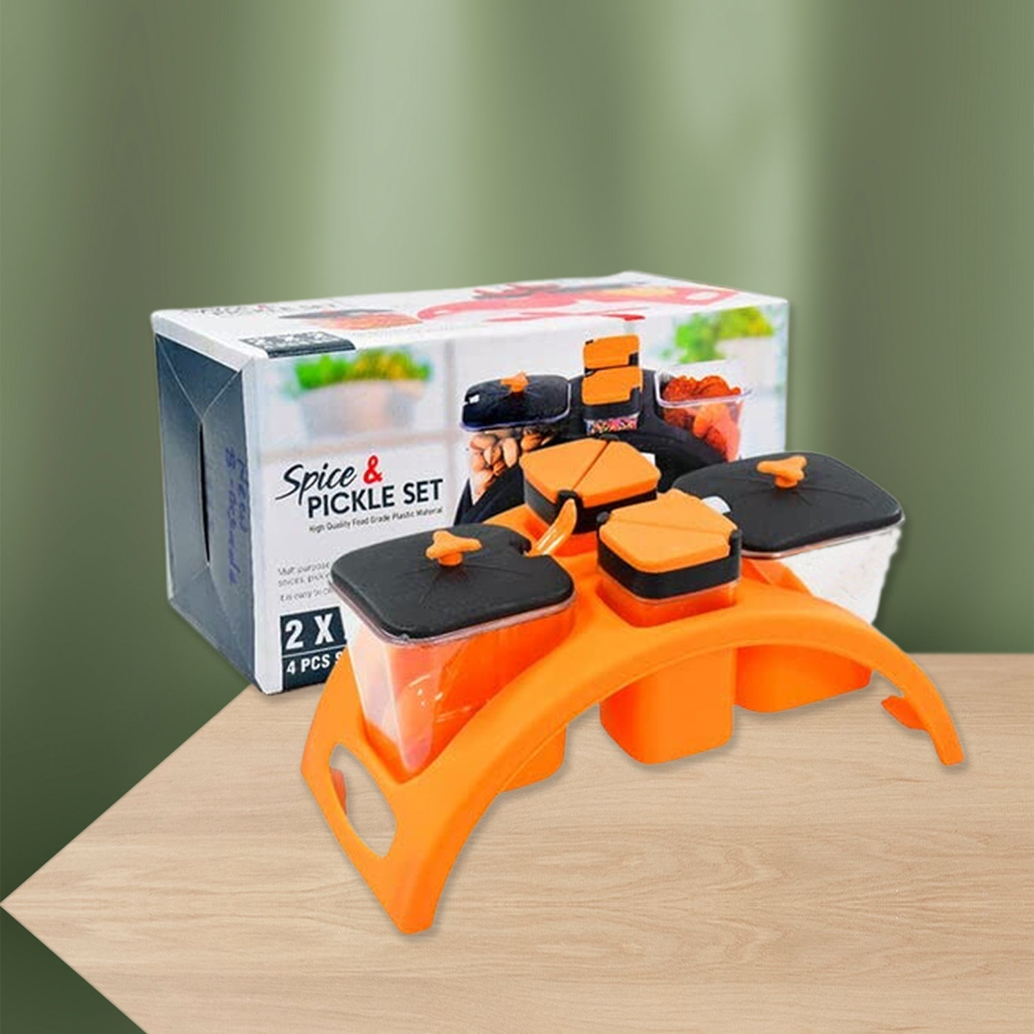 Multipurpose Pickle Jar Set (Multicolour, 4 pcs) - Springkart 