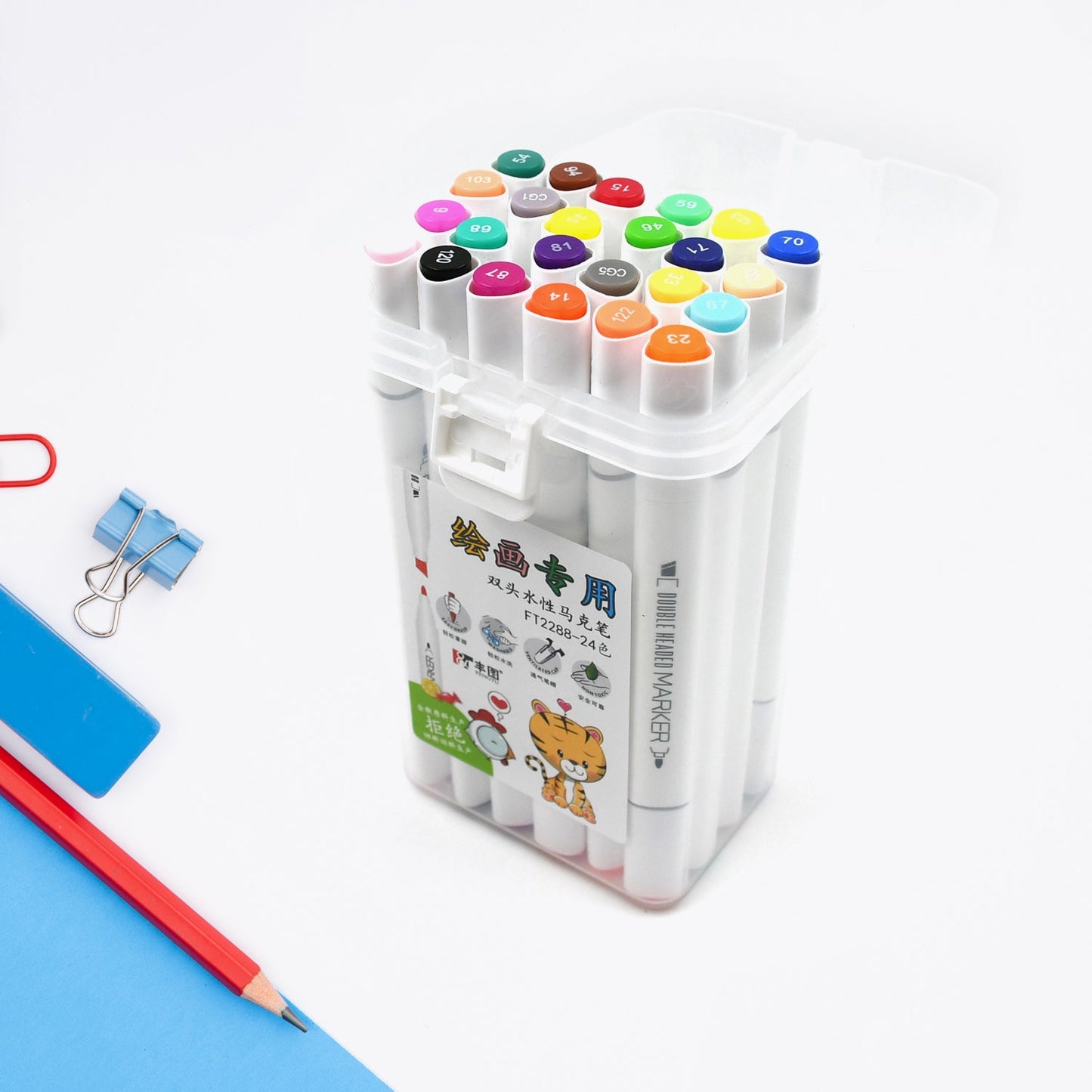 Fancy Art Markers, 24 Colors Double-ended Art Markers Alcohol Based Advanced Art Markers With Plastic Box For Painting, Coloring, Sketching And Drawing For Kids & Adult (1 Set 24 Pc) - Springkart 