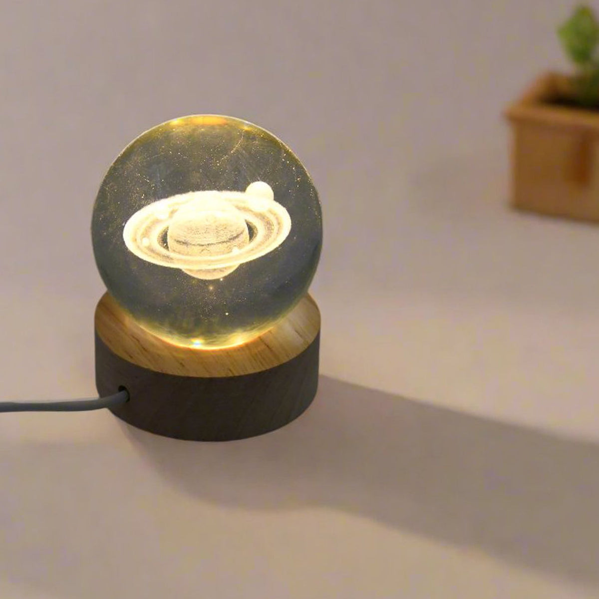 Astronaut 3D Crystal Ball lamps With Wood Base (1 Pc) - Springkart 