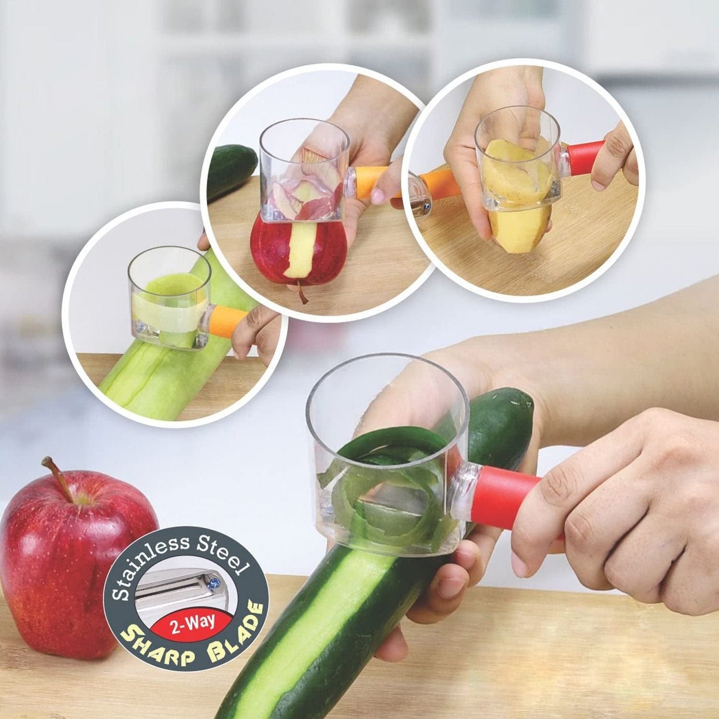 Home Kitchen Cooking Tools Peeler With Container Stainless Steel Carrot Cucumber Apple Super Fruit Vegetable Peeler - Springkart 