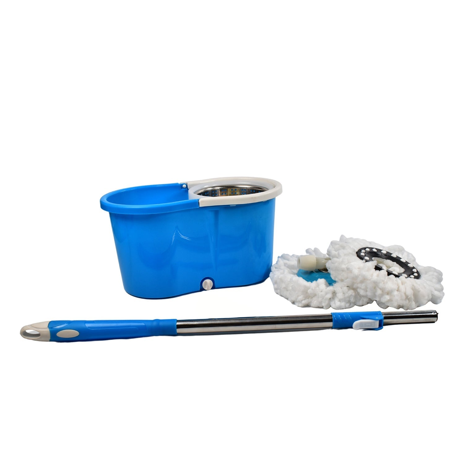 Spin Floor Cleaning Easy Advance Tech Bucket Mop and Rotating Steel Pole Head with 2 Microfiber Refill Heads for Household Floor Cleaning (MOQ :- 25pc) - Springkart 