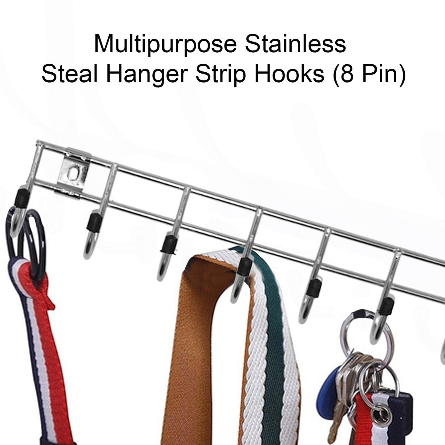Multipurpose Stainless Steel Hanger Strip Hooks (8 Pin) - Springkart 