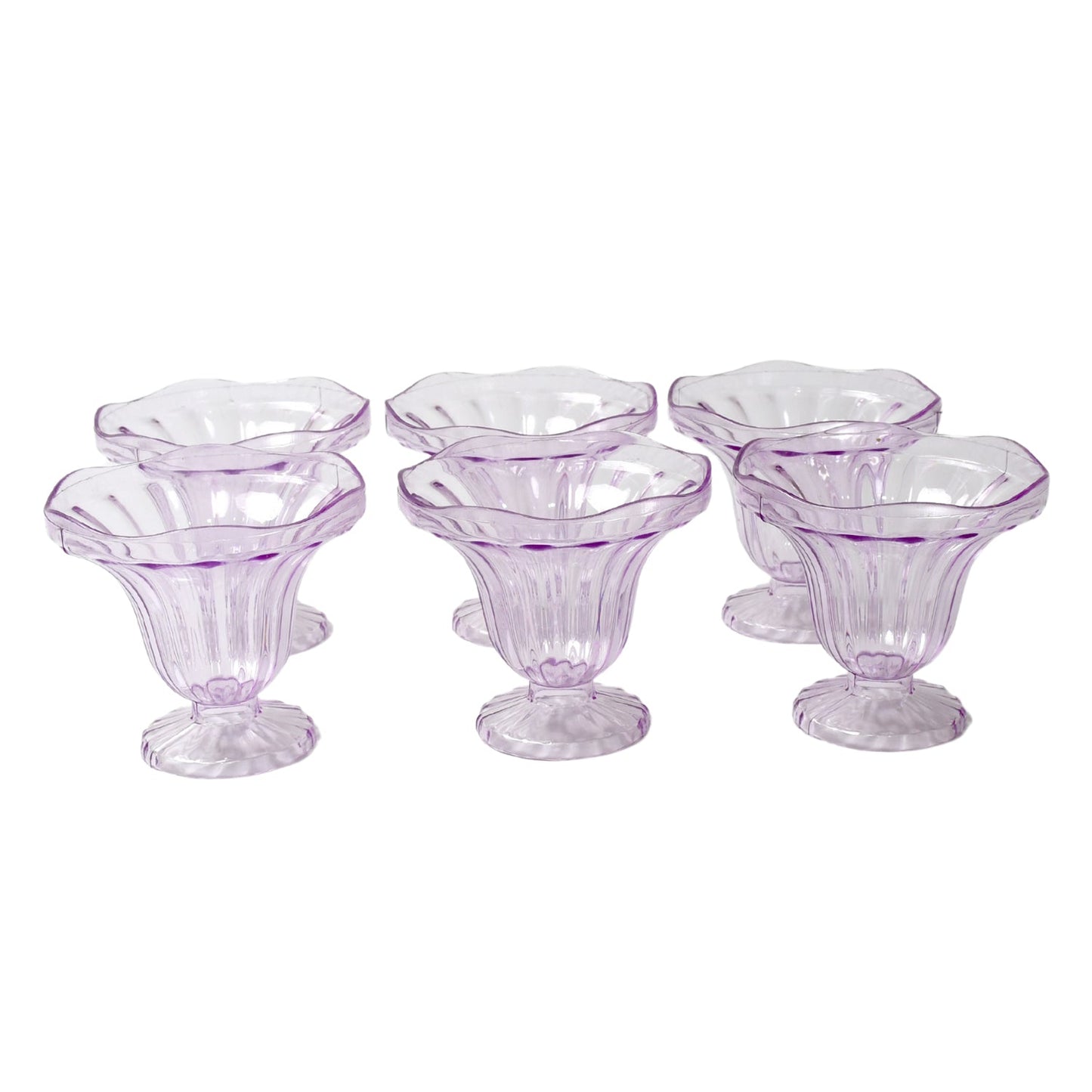 Crystal Plastic Ice-Cream Bowl, Home & Kitchen Serving Platter or Dessert Cup for Sundae, Sweets, Snacks, Fruit, Pudding, Nuts or Dip, Serving Bowls (Crystal Cups, Set of 6) - Springkart 