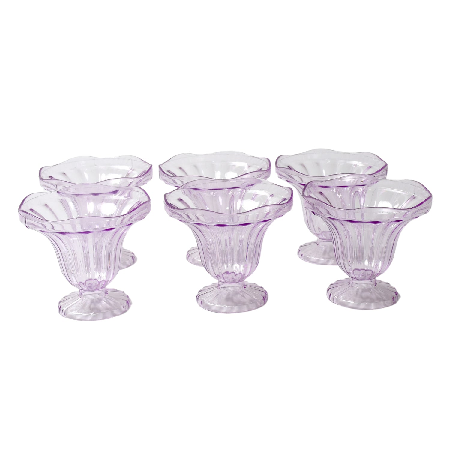 Crystal Plastic Ice-Cream Bowl, Home & Kitchen Serving Platter or Dessert Cup for Sundae, Sweets, Snacks, Fruit, Pudding, Nuts or Dip, Serving Bowls (Crystal Cups, Set of 6) - Springkart 