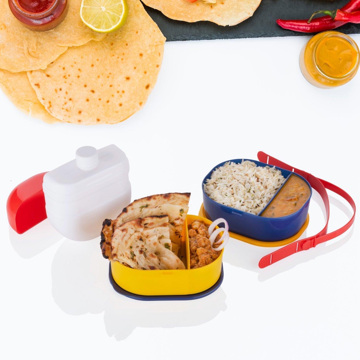 Mr. Chef Smart Lunch Box Capsule shape strap-on lunch box with water bottle and handle - Springkart 