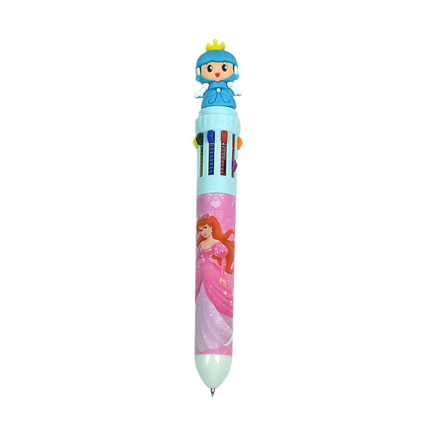 Kids 10-in-1 Color Pens Ballpoint Pen Set for Kids Cartoon Head Writing Pen for School Office Stationary Kit, Teddy Bear (1 Pc) - Springkart 