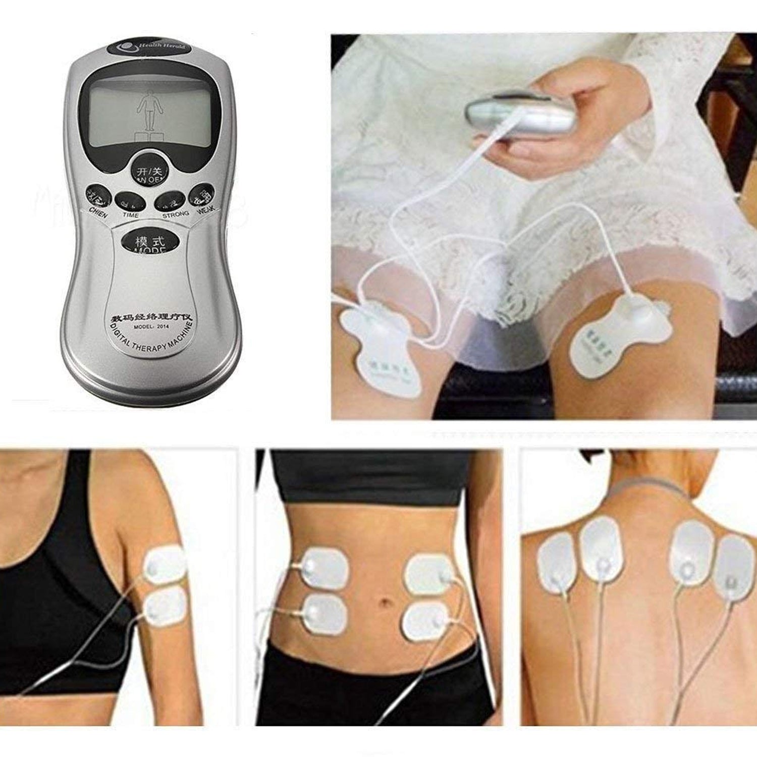 Multifunctional Massager, Health Care Digital Chinese Meridian Tens Therapy Massager Relax Body Muscle Acupuncture Machine 4 Electrode Pads & Charger Adapter and Cable, Physiotherapy, Electric Digital Therapy neck back Mane Massage - Springkart 