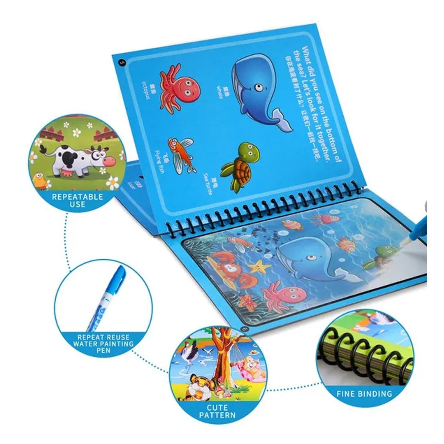 Magic Water Quick Dry Book Water Coloring Book Doodle with Magic Pen Painting Board - Springkart 