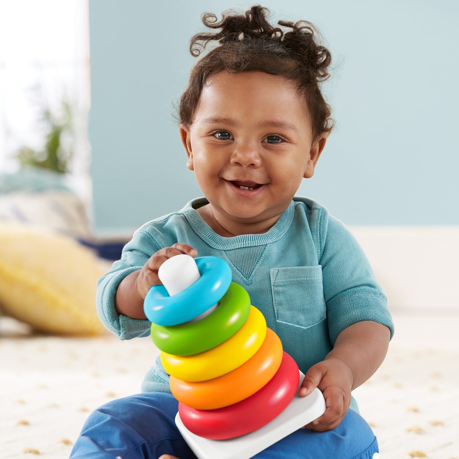 Plastic Baby Kids Teddy Stacking Ring Jumbo Stack Up Educational Toy 7pc - Springkart 
