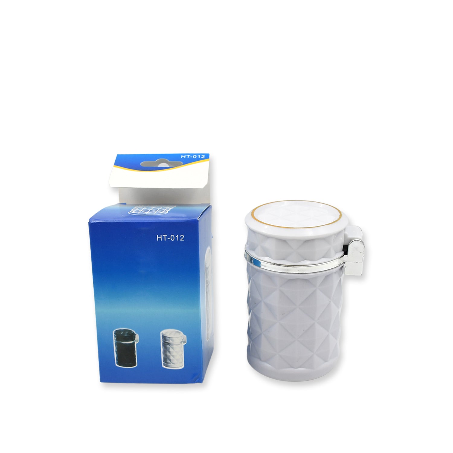 Car Cupholder Travel Ashtray with Lid and LED Light, Portable with Blue LED Light Ideal Decorative Cigar Ash Bucket, Cigarette Ashtray, Car Waste Bin - Springkart 