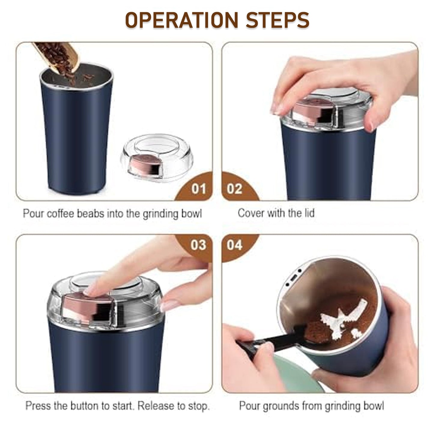 Stainless Steel Coffee Grinder Machine 300w (Multi Blades Grinder) - Springkart 