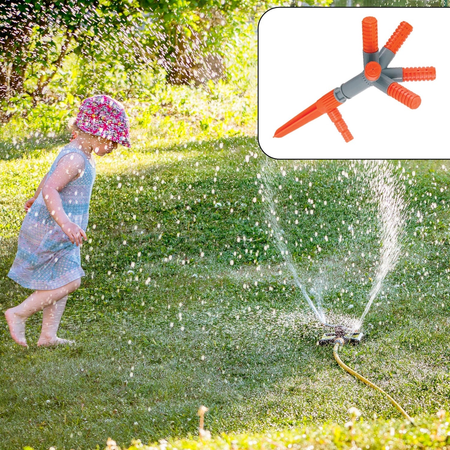 Garden Sprinkler 360° Rotating Adjustable Round 5 Arm Lawn Water Sprinkler for Watering Garden Plants / Pipe Hose Irrigation Yard Water Sprayer - Springkart 