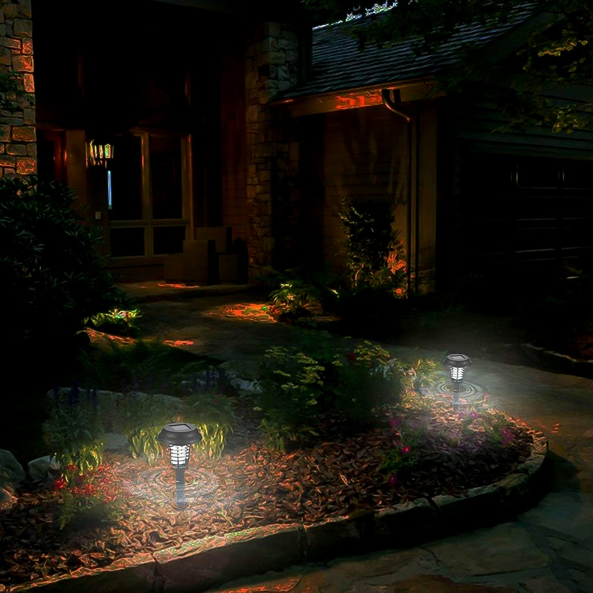 Garden Lighting UV LED Solar Powered LED Mosquito Trap / Bug Zapper (1 Pc) - Springkart 