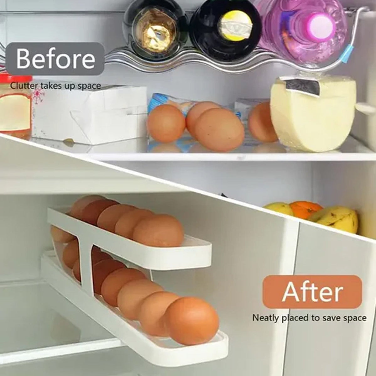Plastic 2-Tier Rolling Egg Dispenser For 12-14 Eggs (1 Pc) - Springkart 