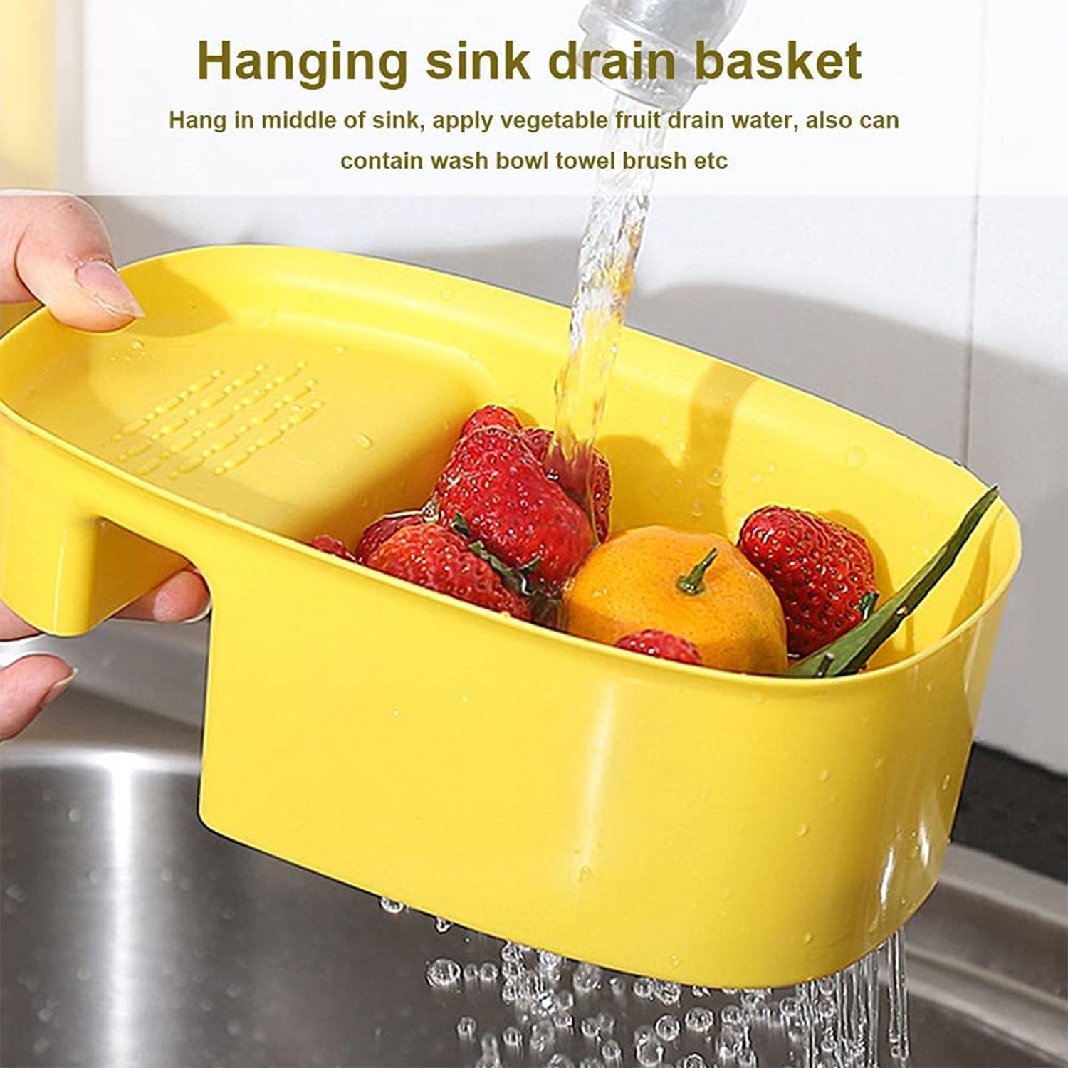 Kitchen Dish Drainer and Drying Rack Sink Basket for Washing Bowls Utensils Vegetables Fruits Storage Organiser - Springkart 