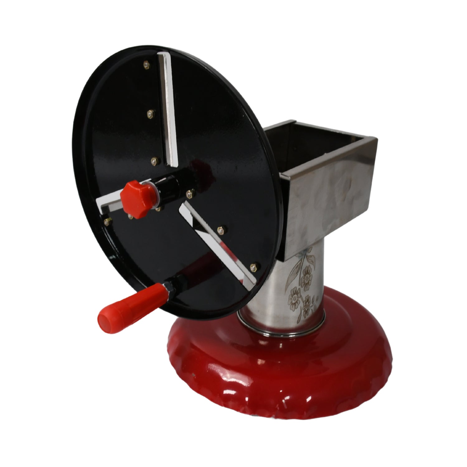 Stainless Steel Chips Maker and Vegetable Slicer for Kitchen Potato Slicer Graters and Chippers. Chips Maker is Suitable for Vegetable Cuttings. Chips Maker Consist Hard Coated Iron Wheel and Stand. - Springkart 