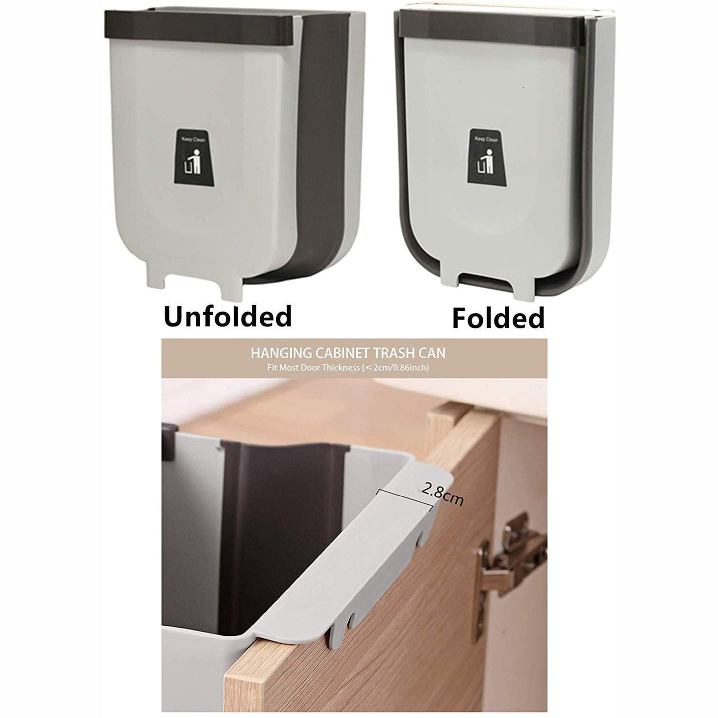 Hanging Trash Can for Kitchen Cabinet Door, Small Collapsible Foldable Waste Bins, Hanging Trash Holder for Bathroom Bedroom Office Car, Portable. - Springkart 